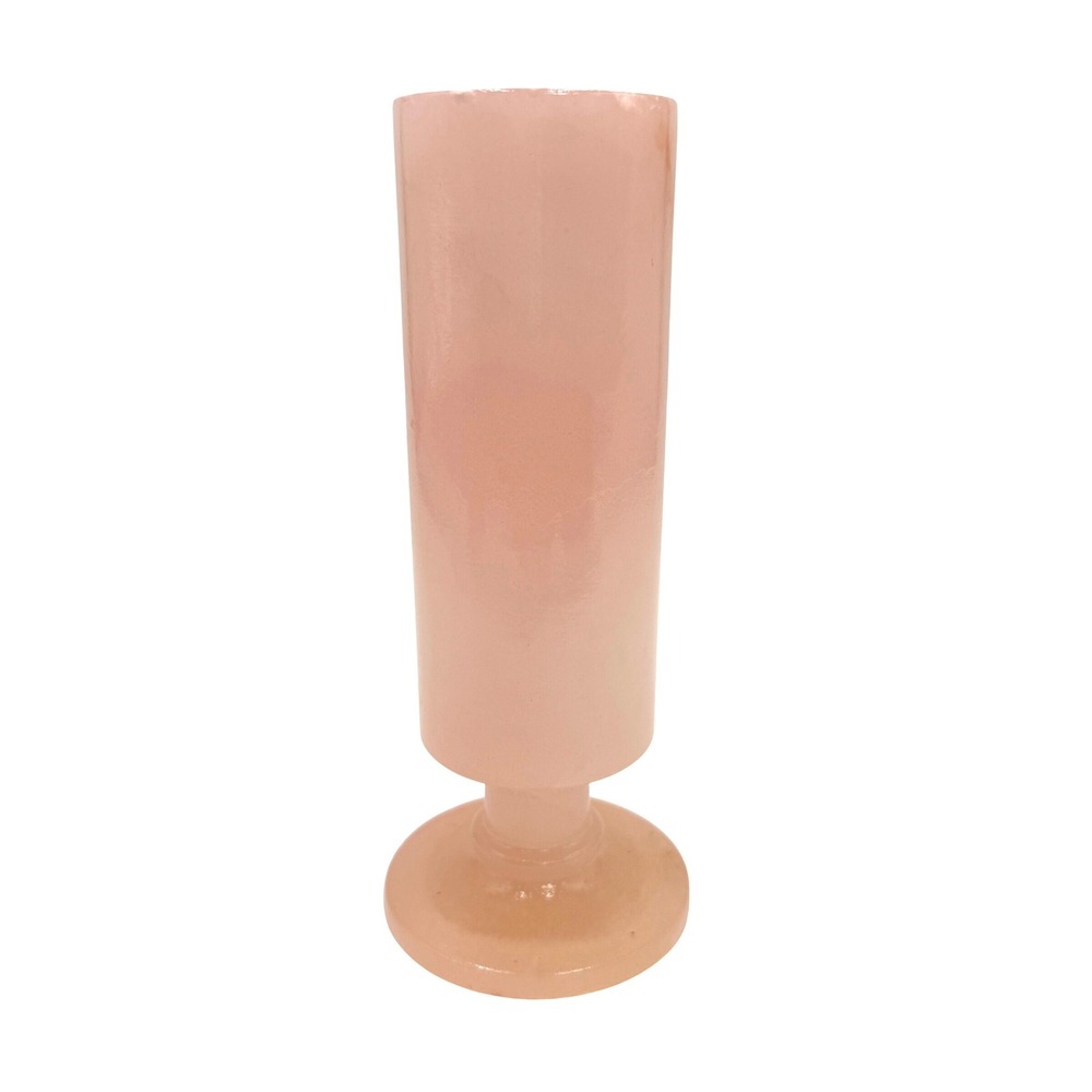 Vintage Alabaster Stone Bud Vase 8.5 Inch Pink Mid Century Modern Decor